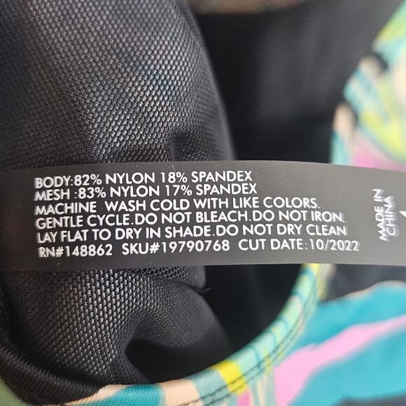 Torrid - Tropical Print & Black Sheer One Piece Swimsuit, sz 4 - Picture 4 of 5